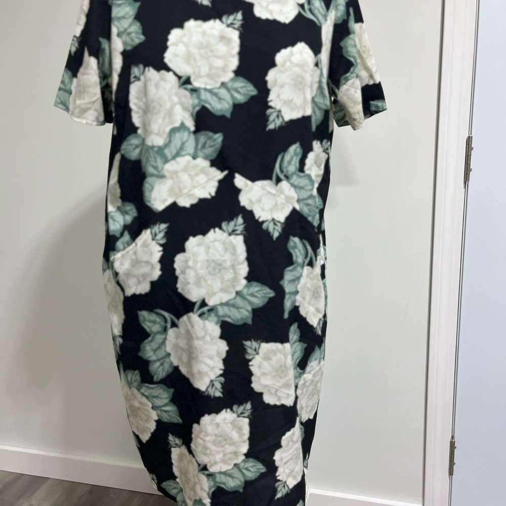 DownEast Black Dress with White Floral Design